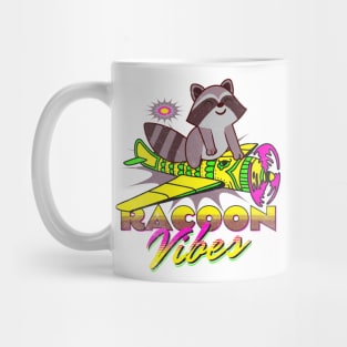 Funny Racoon Design For Kids Racoons Retro Airplane Vibes Mug